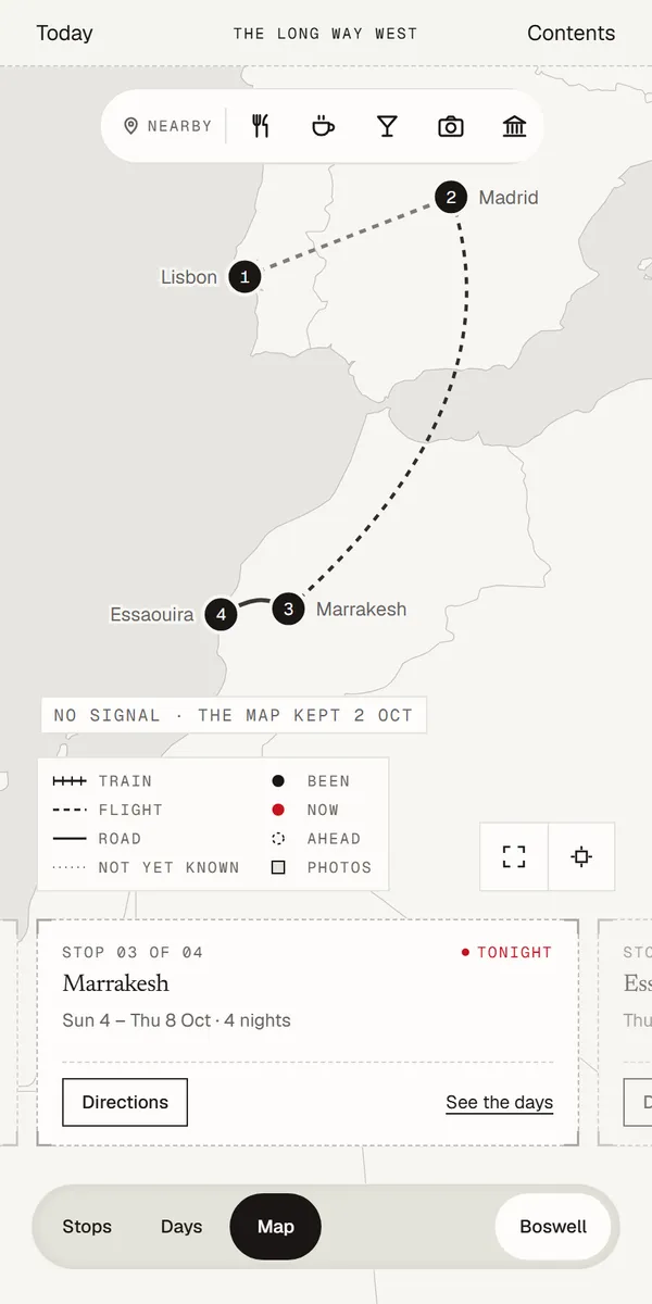 The Map with no signal: the kept map of Lisbon, Madrid, Marrakesh and Essaouira